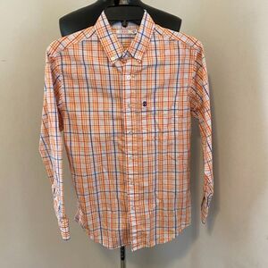 Izod Button Down Collared Long Sleeve Dressy Checked Boys Shirt Size L 14/16